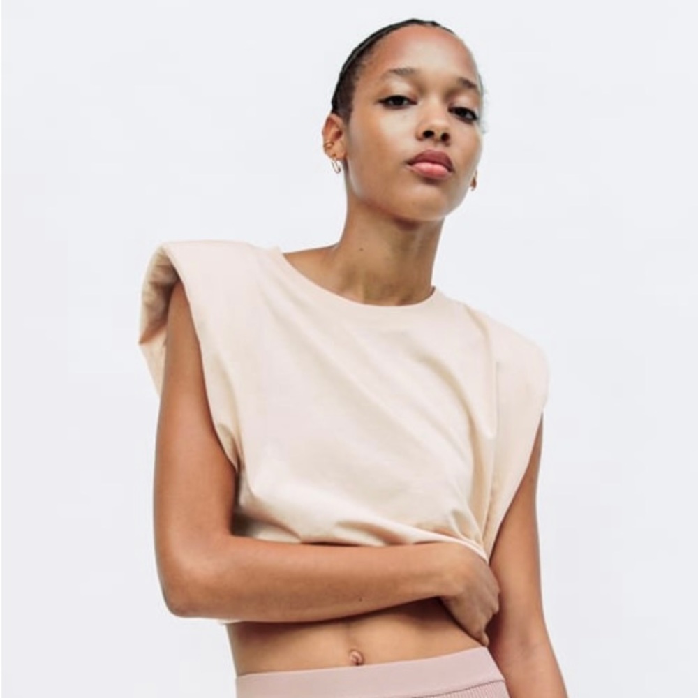 zara shoulder pad shirt